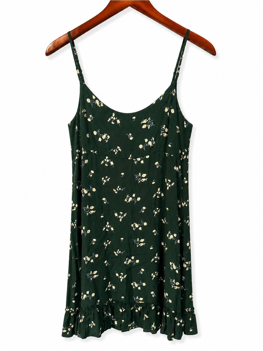 Brandy Melville Forest Green Floral Mini Dress • Size Small